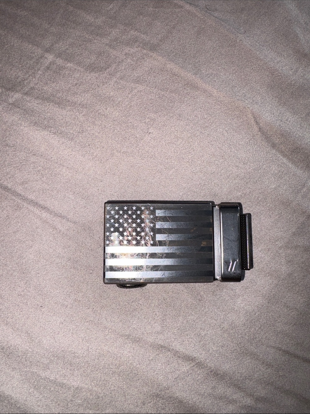 Men's Black Flag Buckle Leather Belt Clip